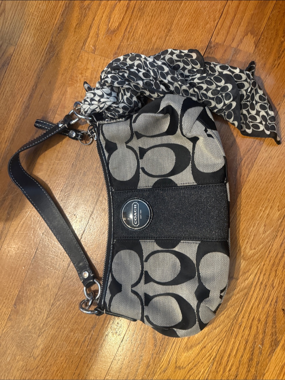 Coach Black and Gray Signature with Scarf Accent